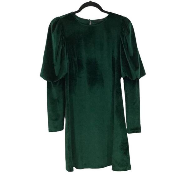 Bobi Mercy Dress Hunter Green Lantern Sleeve Velvet A Line Size Small - Picture 4 of 11